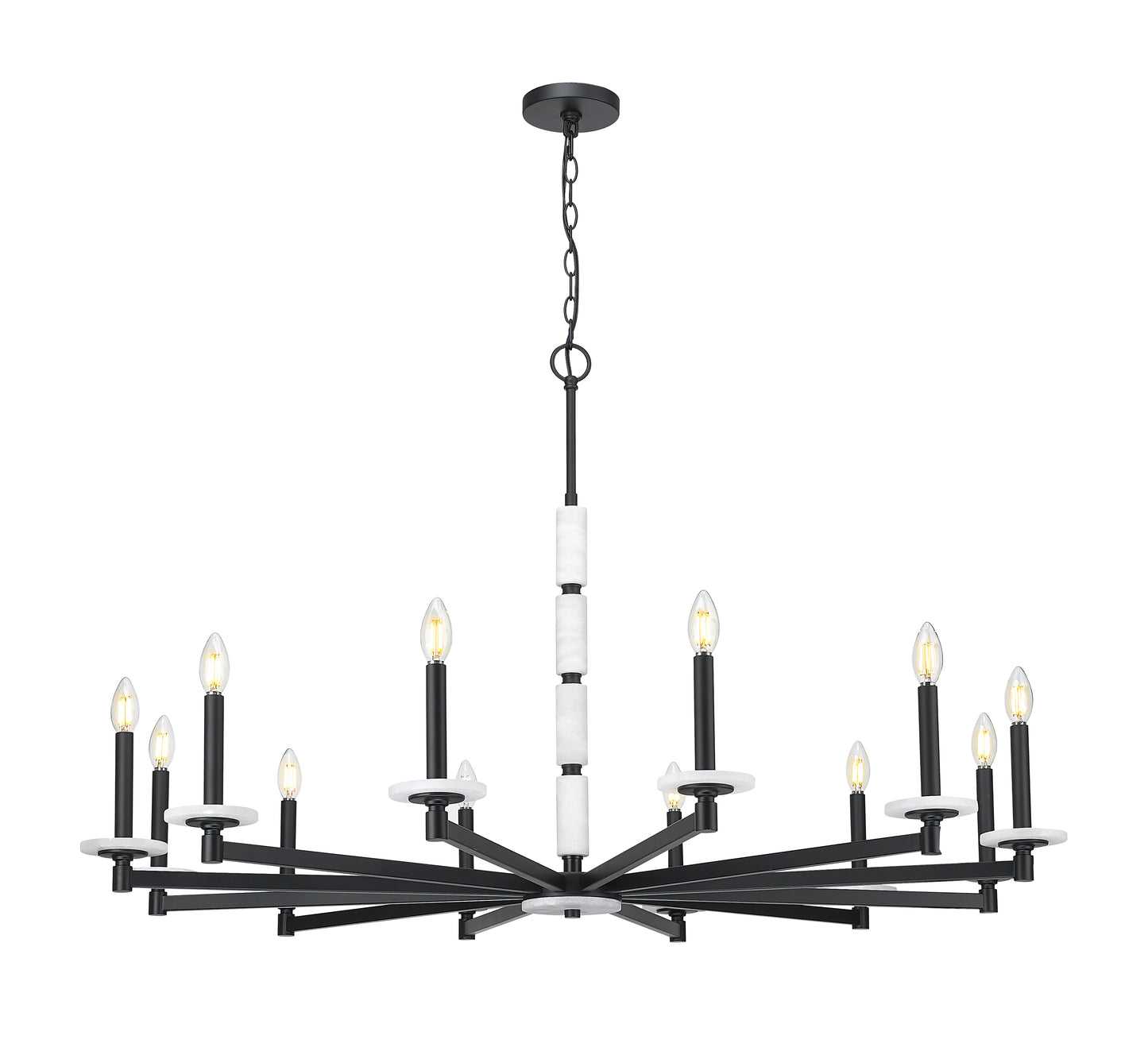 3045-12MB - Kaden 12 Light 48" Chandelier - Matte Black