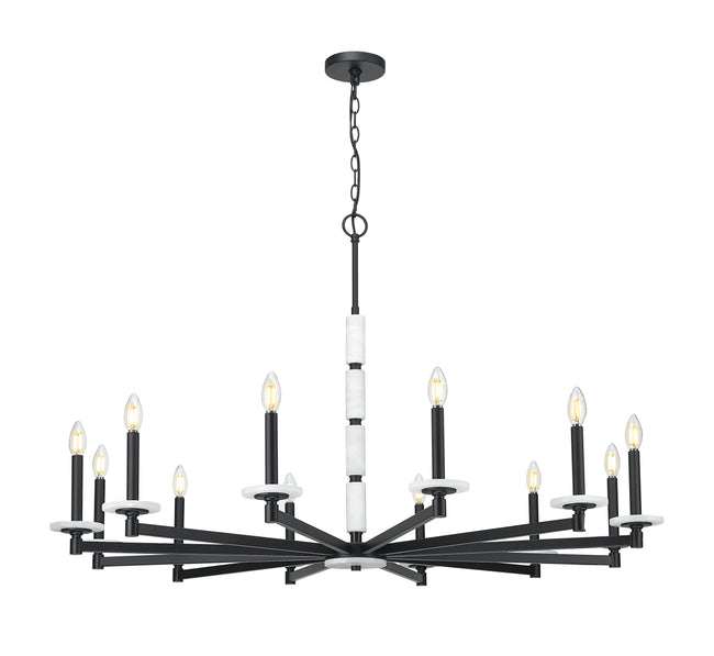 3045-12MB - Kaden 12 Light 48" Chandelier - Matte Black