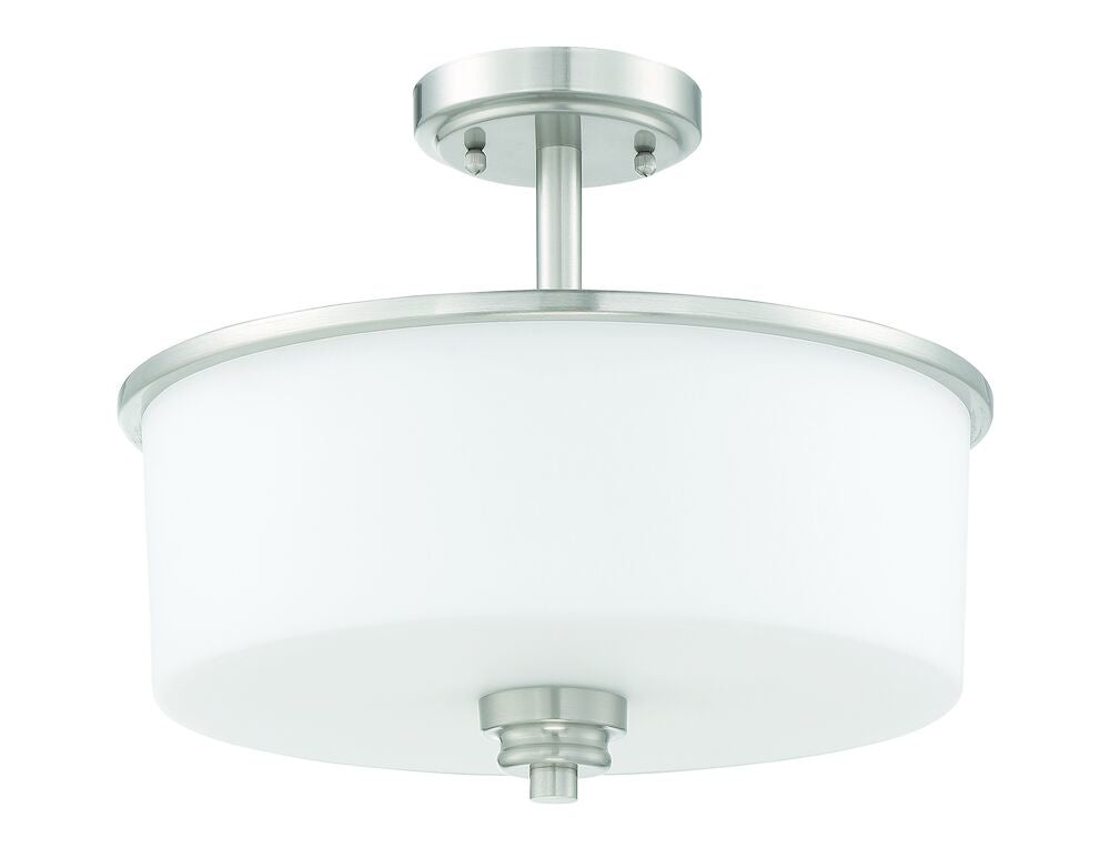 50552-BNK-WG - Bolden 2 Light 15" High Semi Flush Mount - Brushed Nickel