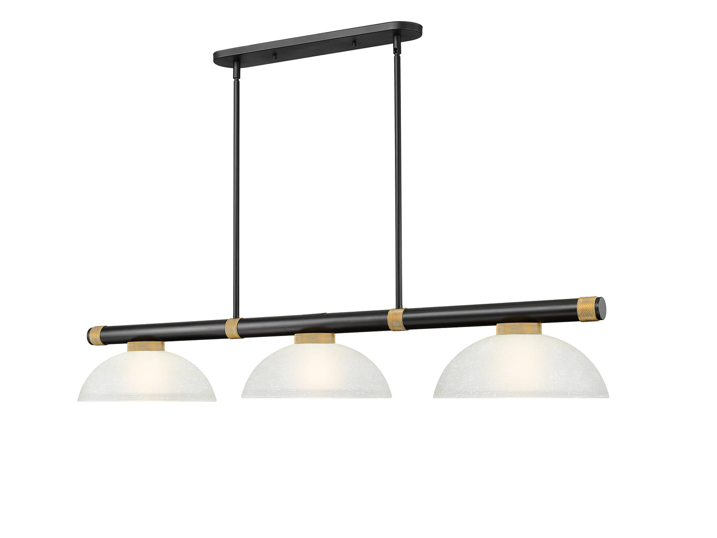 3050-3MB-RB-DWL14 - Vanguard 3 Light 58" Billiard - Matte Black / Rubbed Brass