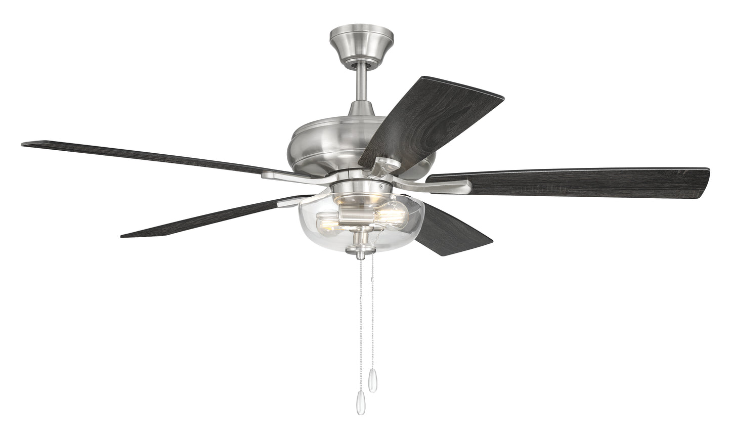 ECF201BNK5-BNGW - EOS 2 Light Clear Bowl 52" Ceiling Fan 52" 5 Blade Ceiling Fan with Light Kit - Brushed Nickel