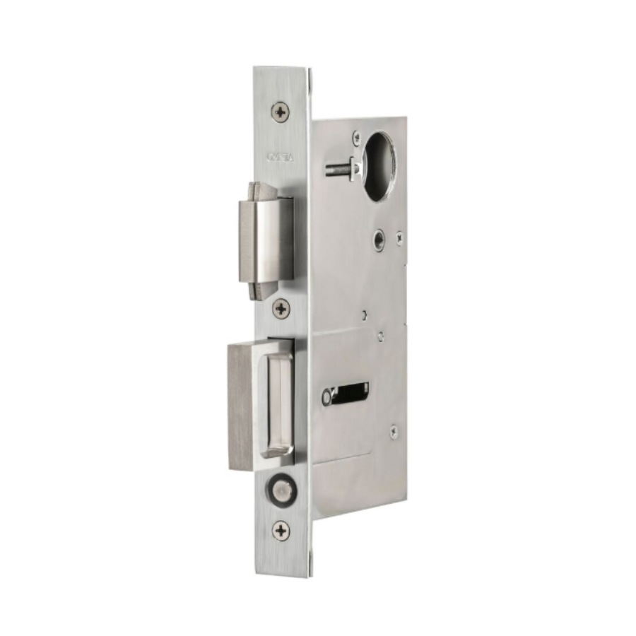 7035/L.26D - Large Modern Rectangular Keyed Pocket Door - Mortise Lock - Satin Chrome