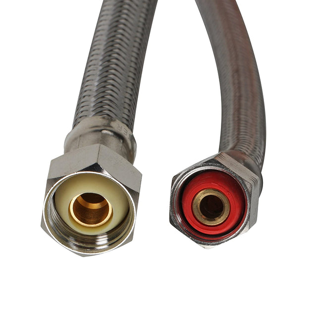 B3F20 Faucet Connector, Braided Stainless Steel - 1/2" Female Compression Thread x 1/2"