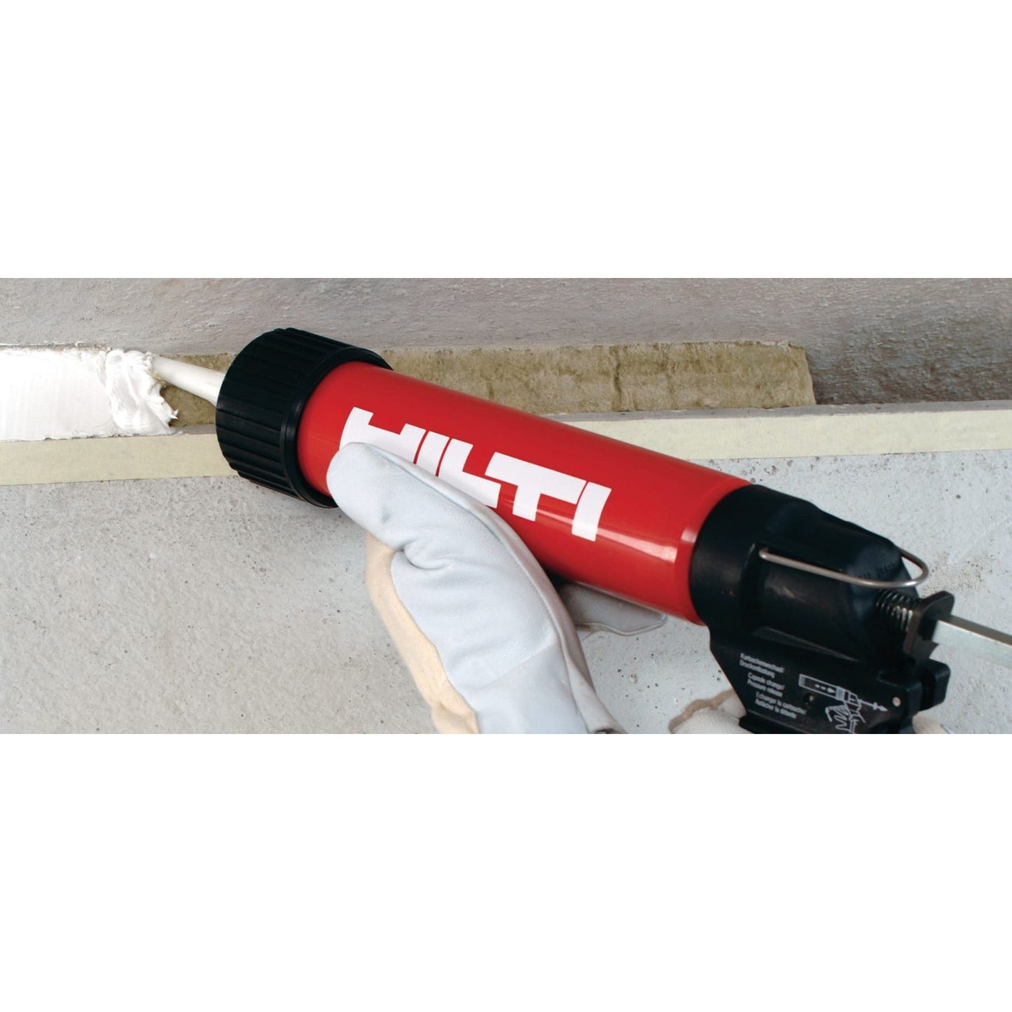 Hilti acrylic firestop caulk applied in ceiling seam