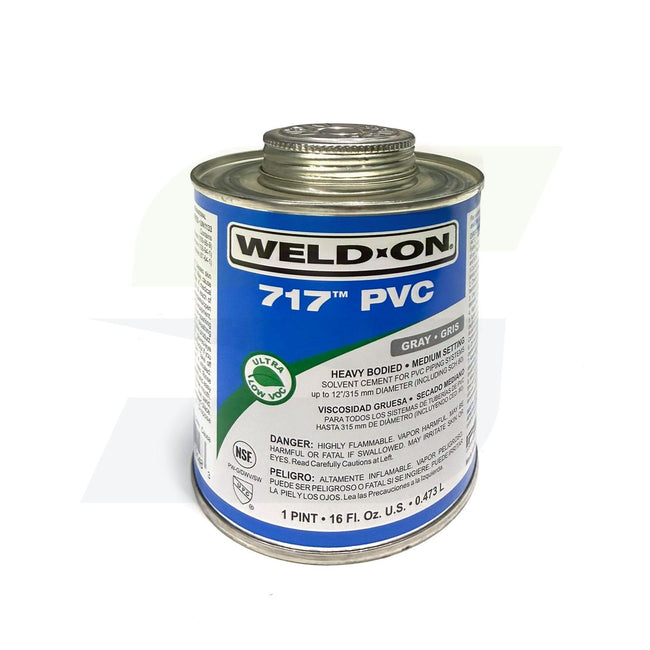 Weld-On 717 PVC Heavy Bodied Medium Setting Low PVC Gray Cement - 1/2 Pint