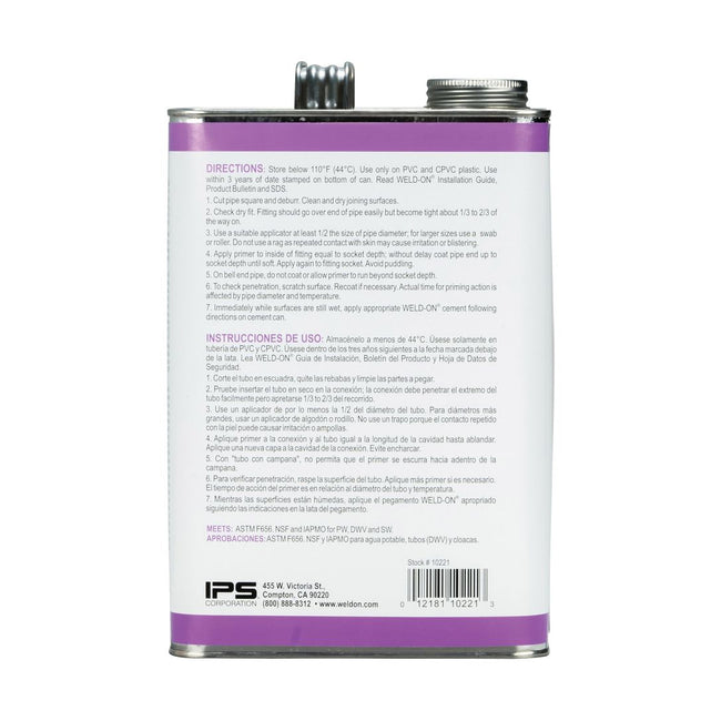 Weld-On 10221 - P-70 PVC & CPVC Purple Primer - 1 Gallon