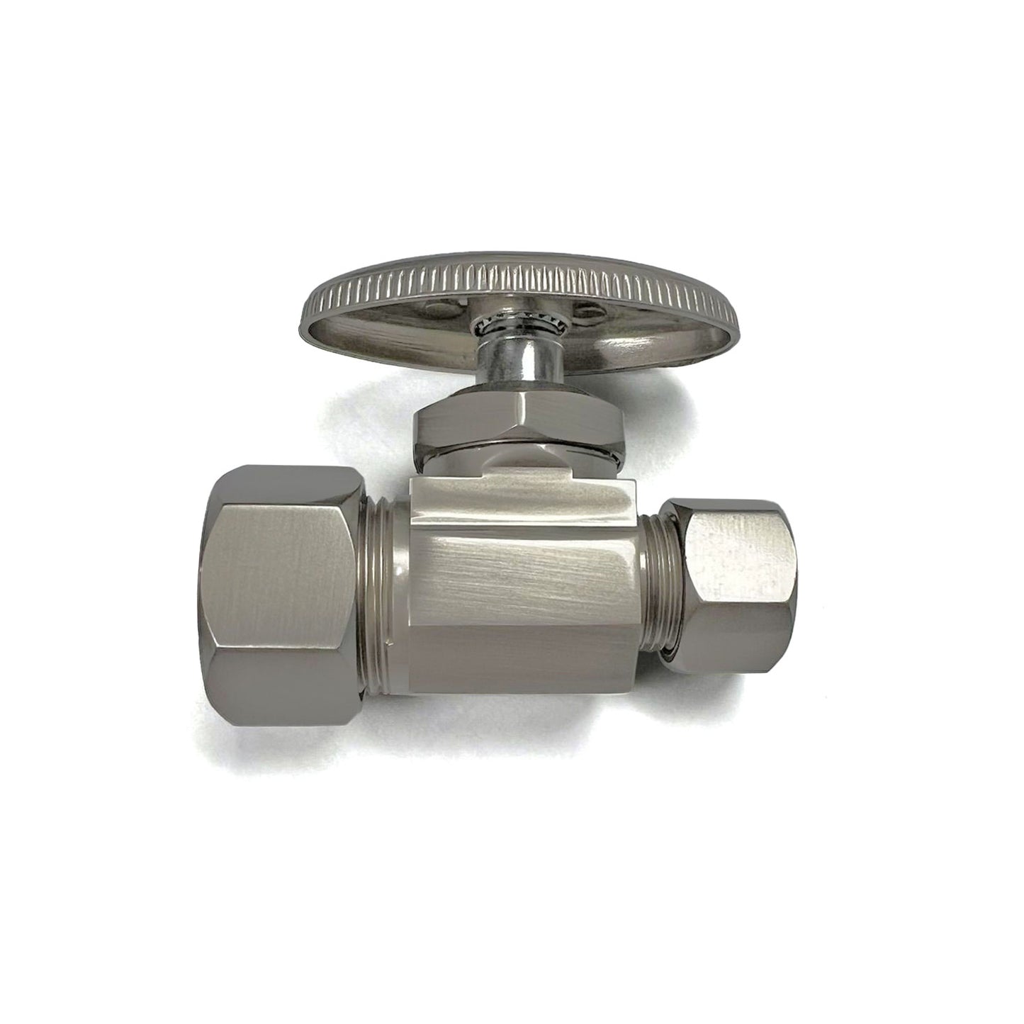 581-SN - Faucet Straight Stop - 5/8" Comp x 3/8" OD Supply Valve - Satin Nickel