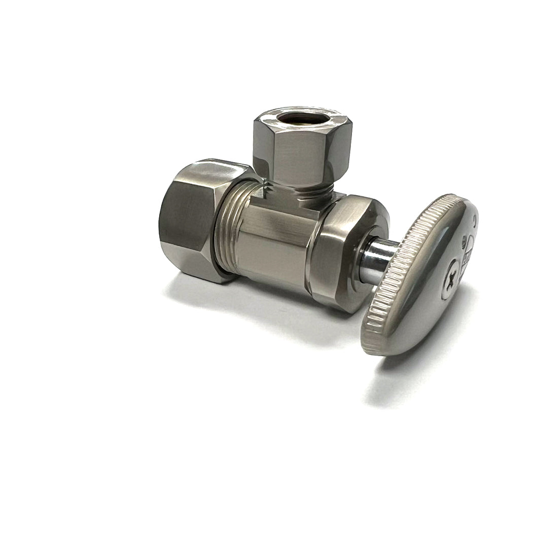 5812-SN - Faucet Angle Stop - 5/8" Comp x 3/8" OD Supply Valve - Satin Nickel