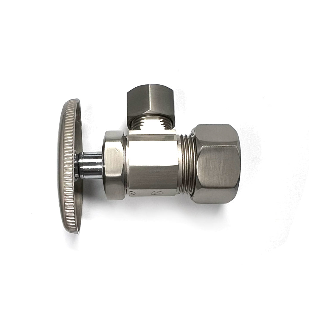 5812-SN - Faucet Angle Stop - 5/8" Comp x 3/8" OD Supply Valve - Satin Nickel