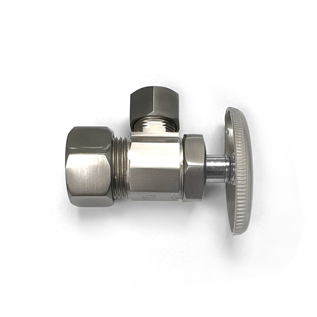 5812-SN - Faucet Angle Stop - 5/8" Comp x 3/8" OD Supply Valve - Satin Nickel