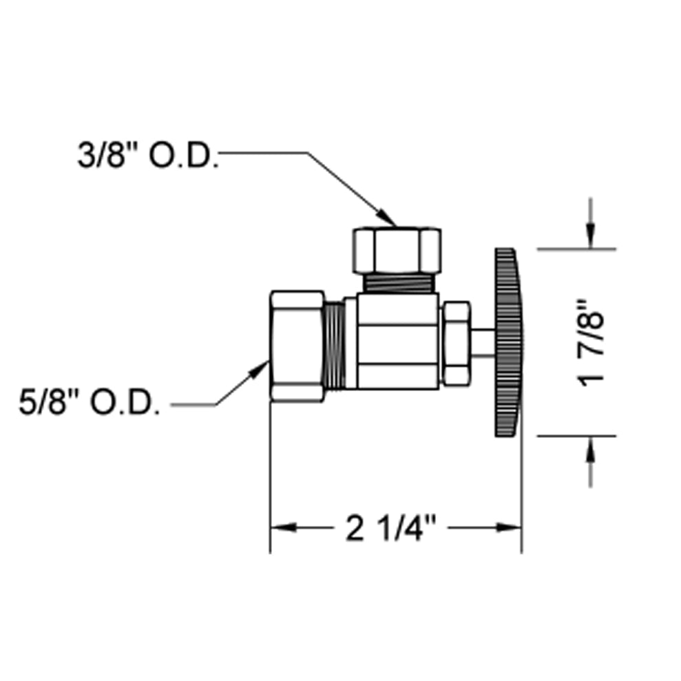 5812-SN - Faucet Angle Stop - 5/8" Comp x 3/8" OD Supply Valve - Satin Nickel