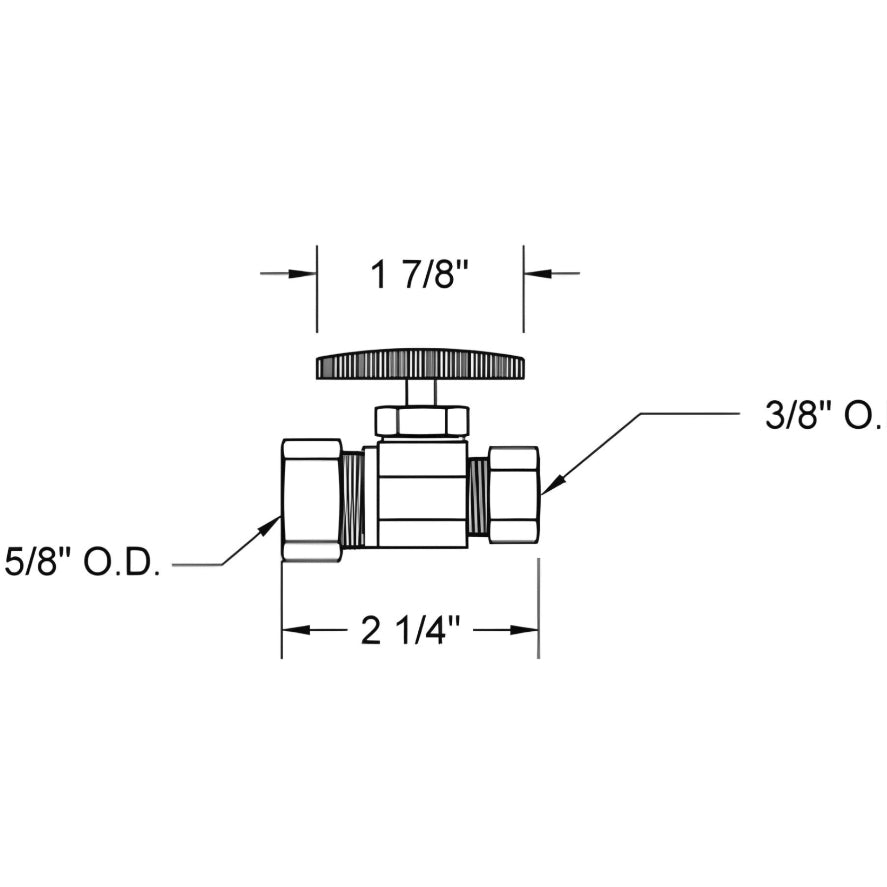 581-SN - Faucet Straight Stop - 5/8" Comp x 3/8" OD Supply Valve - Satin Nickel