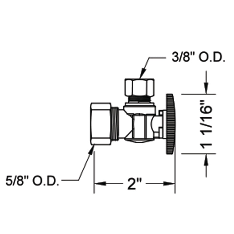 621-8-MBK - Quarter Turn Faucet Angle Stop - 5/8" Comp x 3/8" OD Supply Valve - Matte Black