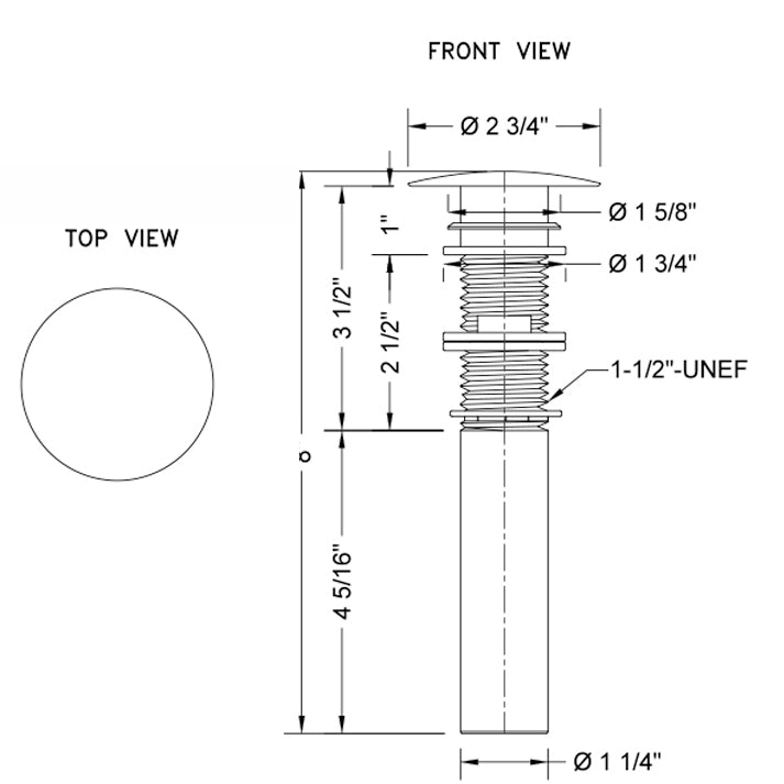 828-SN - Finger Touch Round Lavatory Drain with Overflow in Satin Nickel
