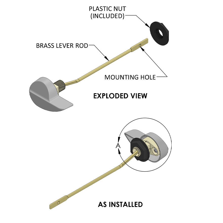 908-PN - Toilet Tank Trip Lever to Fit Select TOTO Toilets - Polished Nickel