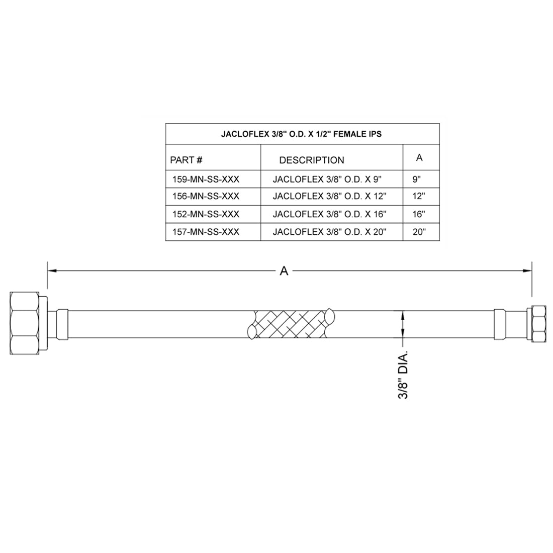 156-MN-SS-GREY - Flexible Stainless Steel Braided Toilet Supply Line with Decorative Cover - 12", Grey