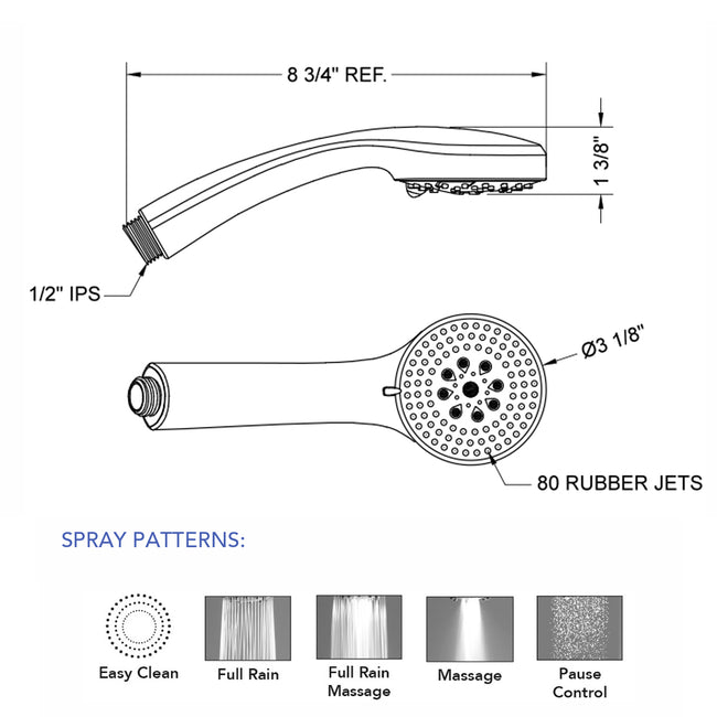 S463-2.0-PCH - Showerall 4 Function Handshower with JX7 Technology - Polished Chrome