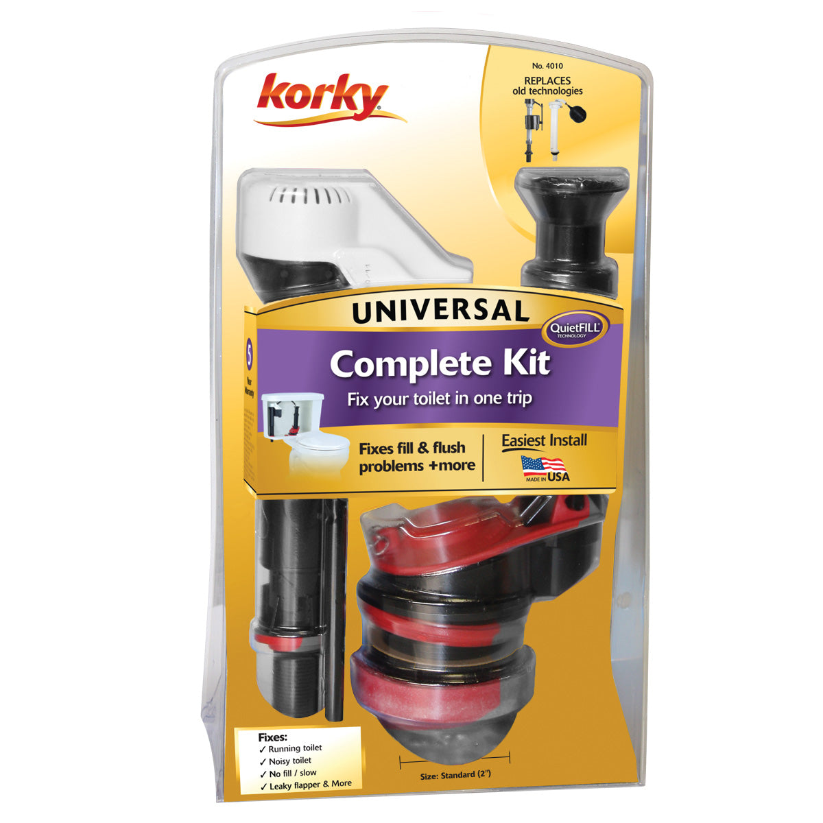 Korky 4010PK -  Universal Complete Toilet Repair - Stops Running Leaking Noisy Toilets