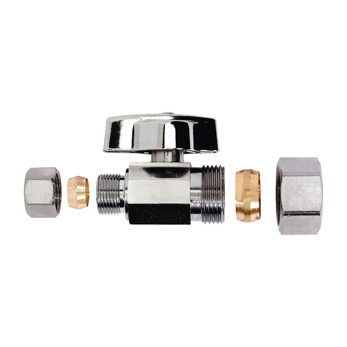 KTCR14X C - 1/4 Turn Straight Stop,  1/2" Nom Comp x 3/8" O.D. Comp