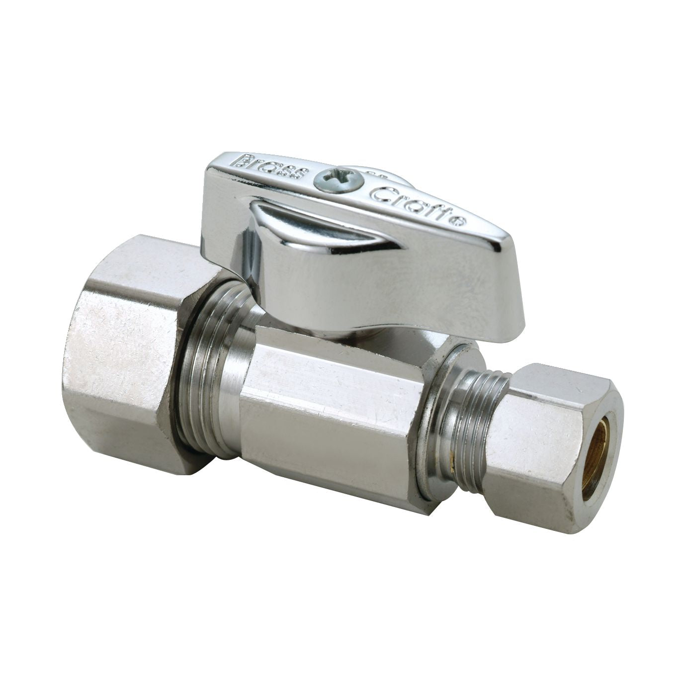 KTCR14X C - 1/4 Turn Straight Stop,  1/2" Nom Comp x 3/8" O.D. Comp