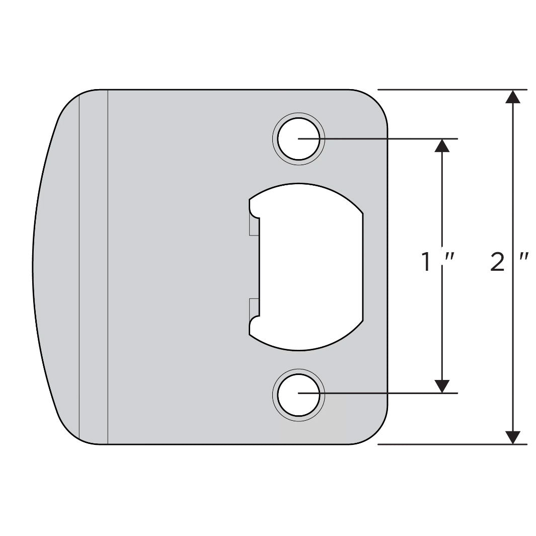 83536-002 - Round Corner 2-1/4" Extended Full Lip Strike for Chrome and Satin Chrome Finishes
