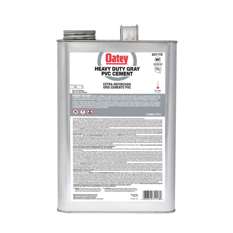 31118 - Heavy Duty Gray PVC Cement - 1 Gallon