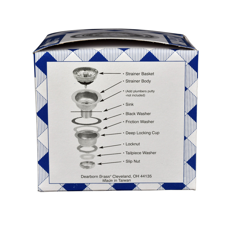 15BN -Dearborn 15 Locking Cup Sink Basket Strainer - Chrome