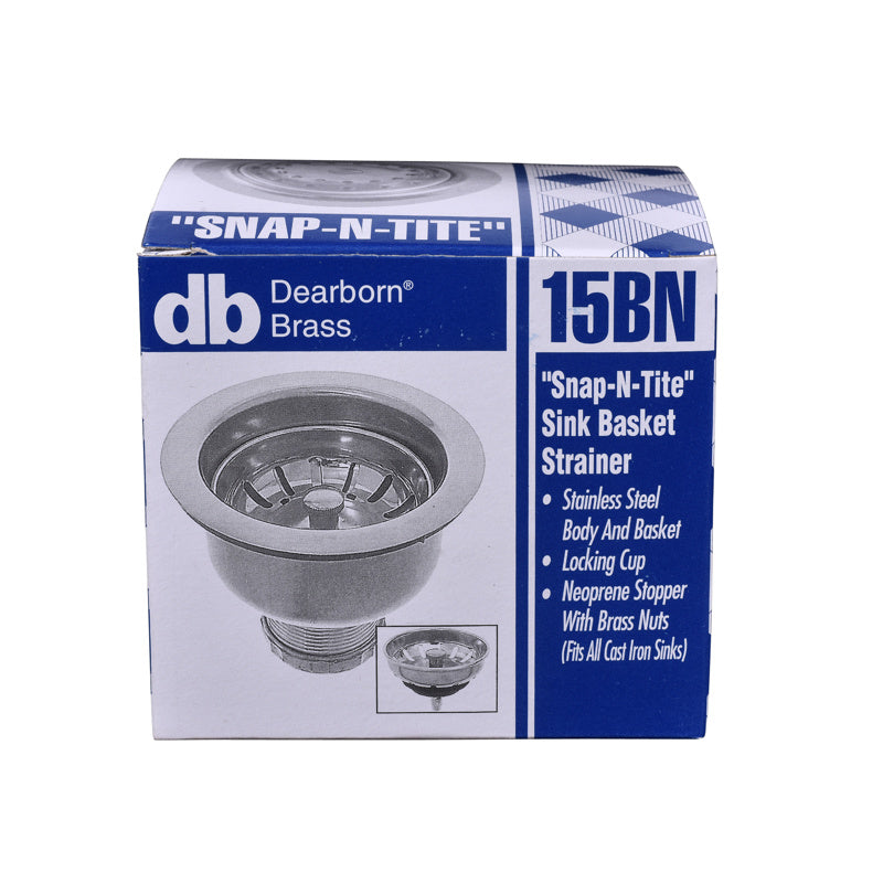 15BN -Dearborn 15 Locking Cup Sink Basket Strainer - Chrome