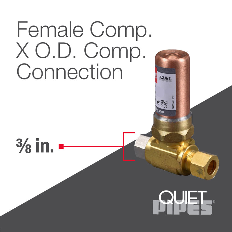 34465 - Quiet Pipes AA Hammer Arrestors Tee - 3/8" OD Comp x 3/8" Female Comp