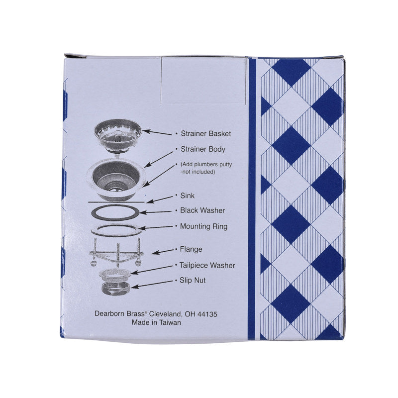 3BN - Dearborn Brass Easy Mount Sink Basket Strainer - Stainless Steel