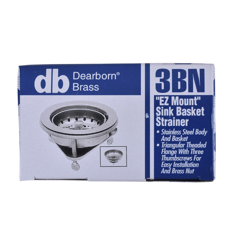 3BN - Dearborn Brass Easy Mount Sink Basket Strainer - Stainless Steel