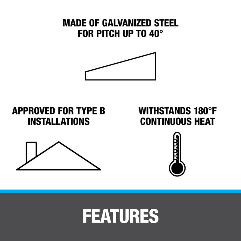 11840 - Galvanized No-Calk Roof Flashing - 1-1/4 - 1-1/2" Pipe