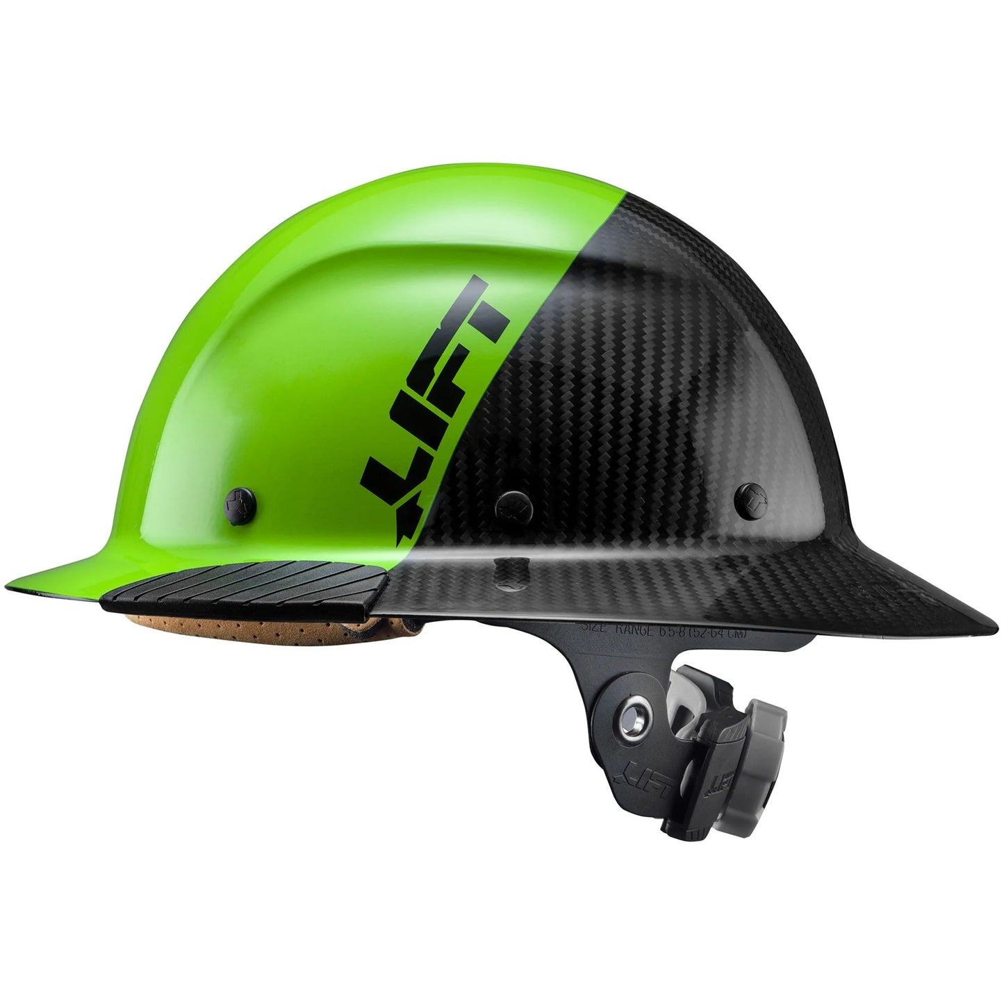 HDF50C-20GC - Dax Fifty 50 Carbon Fiber Full Brim Hardhat - Lime Green / Black