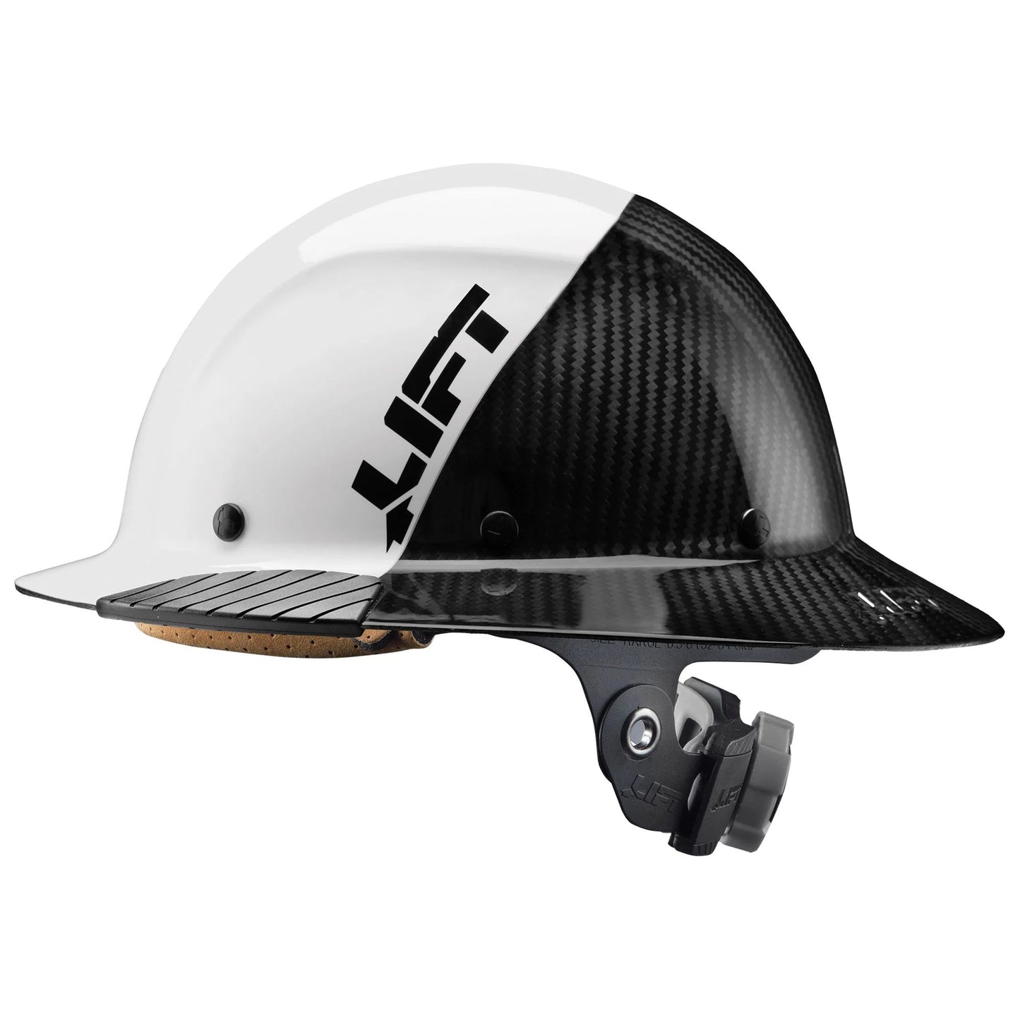HDF50C-19WC - Dax Fifty 50 Carbon Fiber Full Brim Hardhat - White / Black