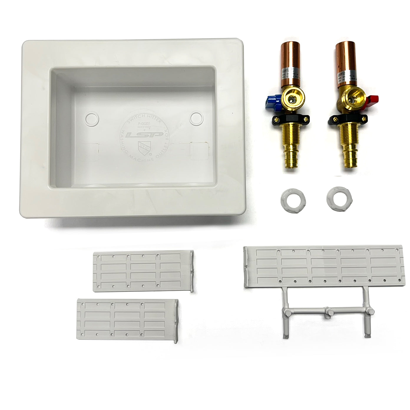 OB-217 - Plastic Switch Hitter Outlet Box with Uponor ProPEX Valves and Hammer Arrestors , Unassembled