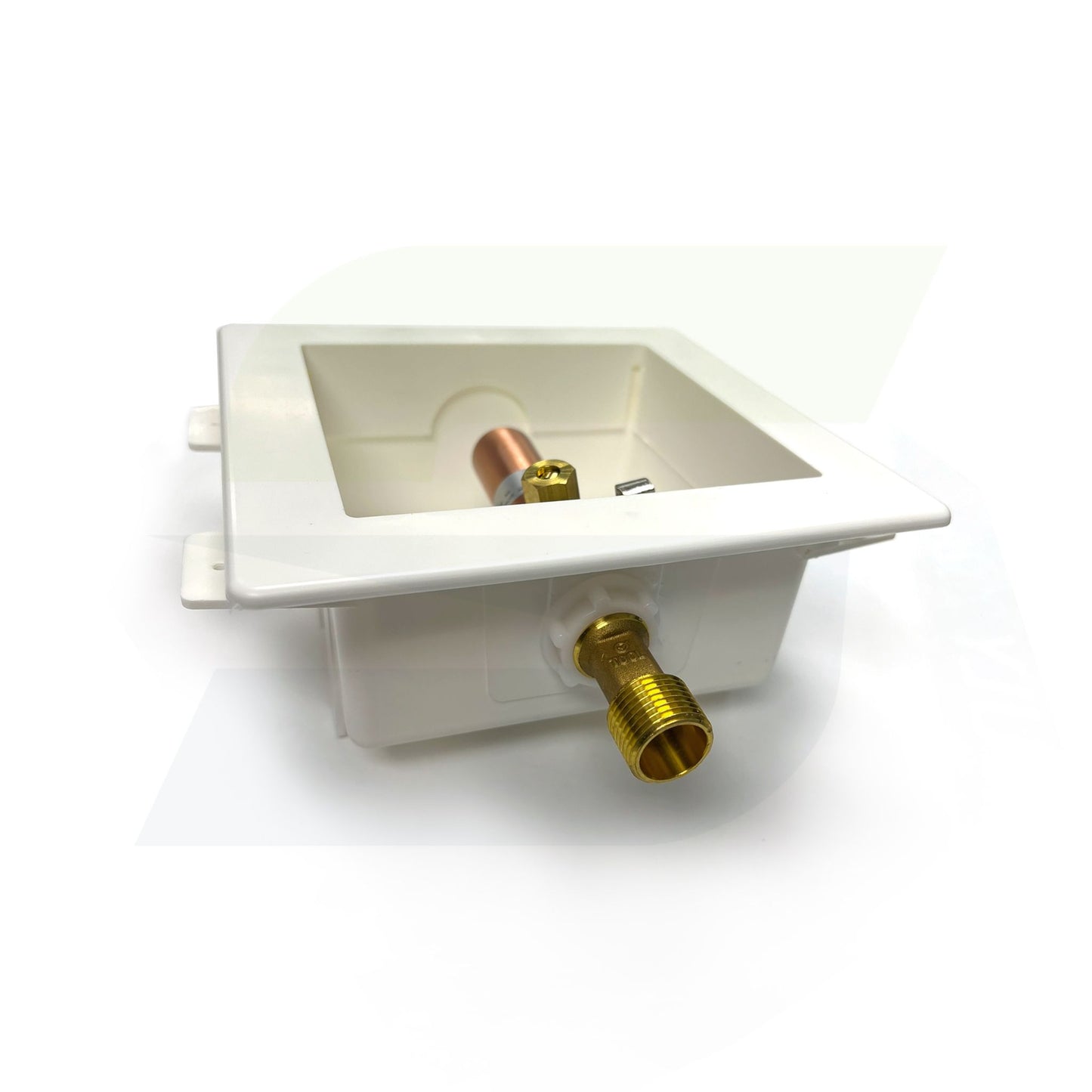 OB-817-LL - Plastic Ice Maker Box With Hammer Arrester - 1/2" Copper Sweat x 1/4" Comp