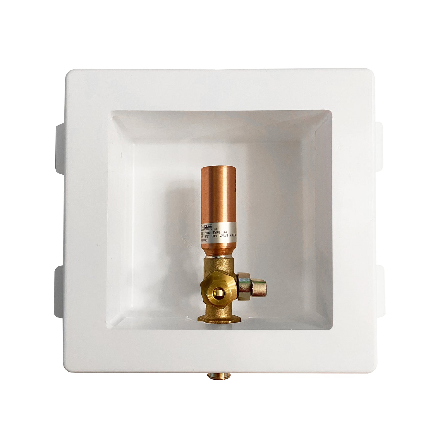 OB-824-LL - Plastic Ice Maker Outlet Box with Hammer Arrestor - 1/2" Uponor ProPex x 1/4" Compression