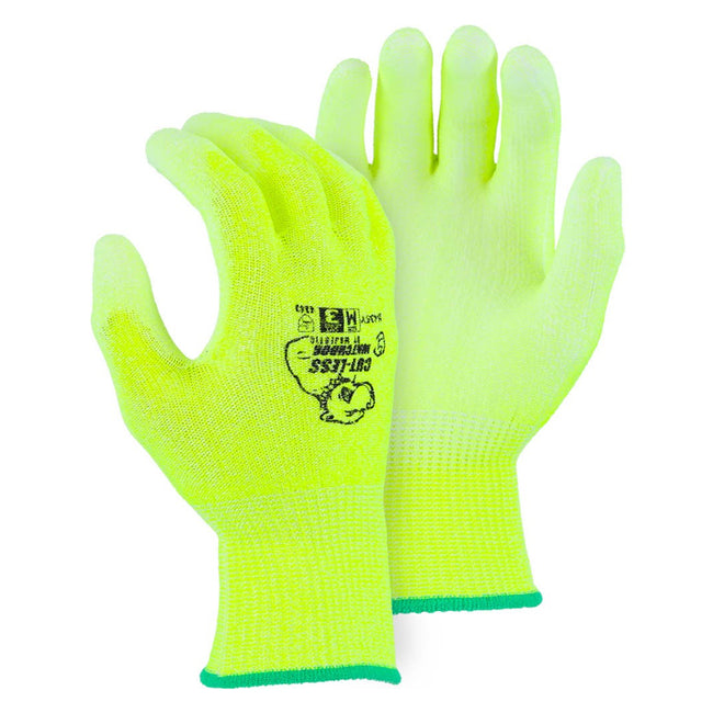 35-435Y/L - Cut-Less Watchdog High Visibility Seamless Knit Glove with Polyurethane P