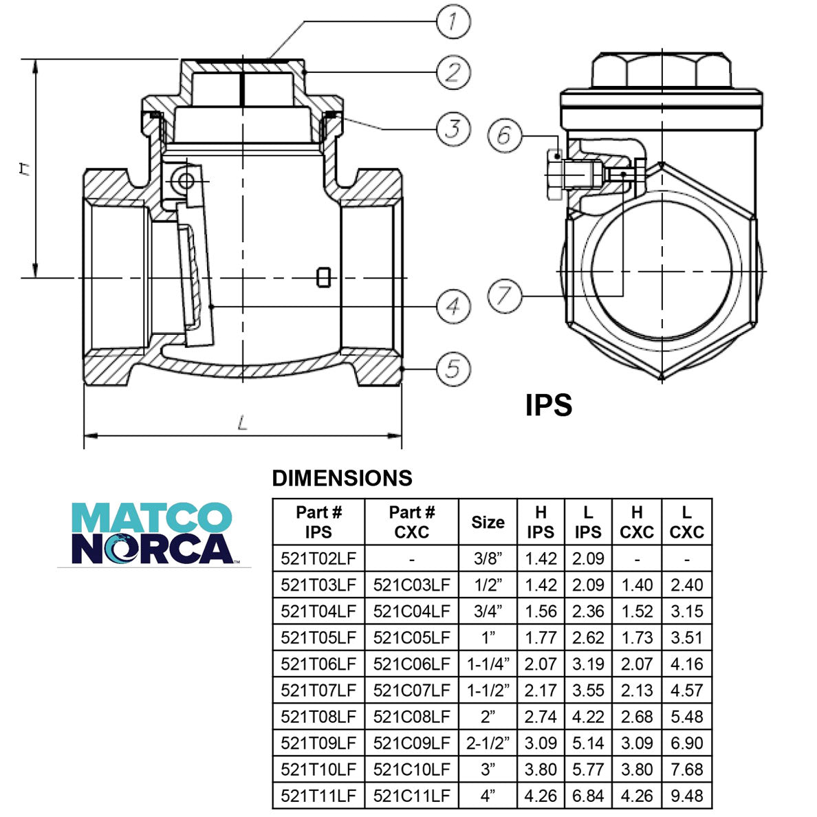 521T - Lead Free Brass Swing Check Valve - 200 WOG - Threaded