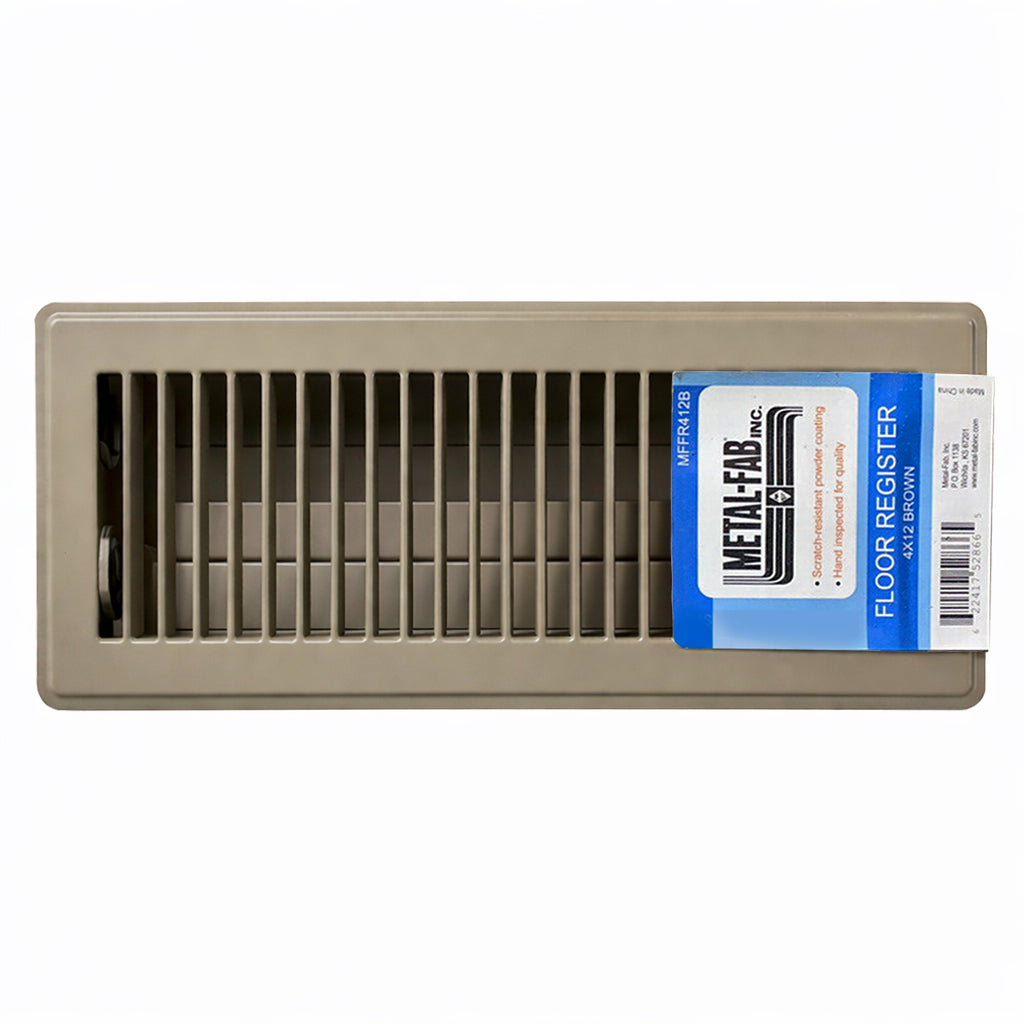 MFFR412B - 12" x 4" Stamped Floor Register - Brown