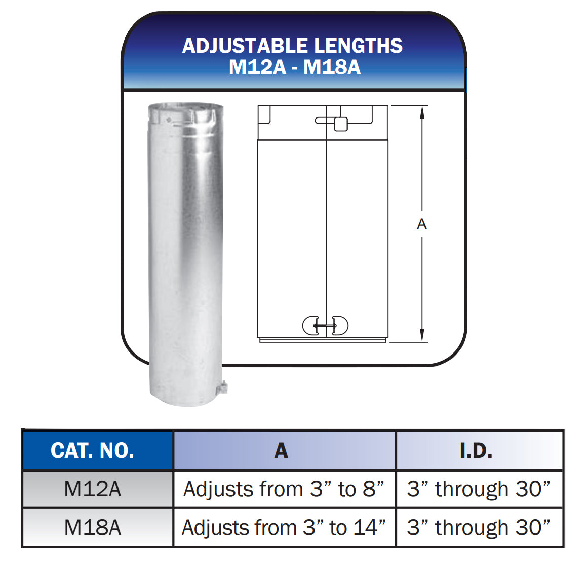 6M12A - Type-B Gas Vent Adapter - 6" x 12"