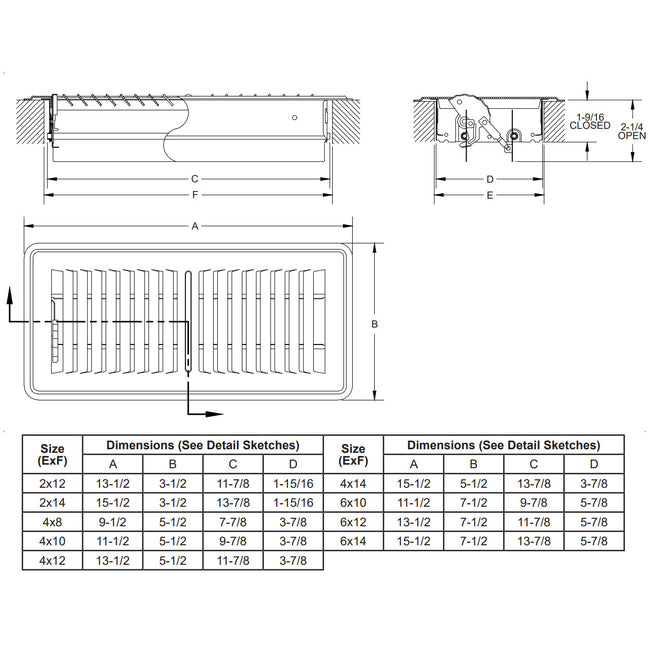 MFFR412B - 12" x 4" Stamped Floor Register - Brown