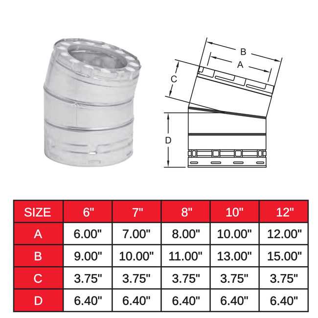 6TGGA15 - 6" Temp Guard Chimney Pipe - 15 Degree Angle