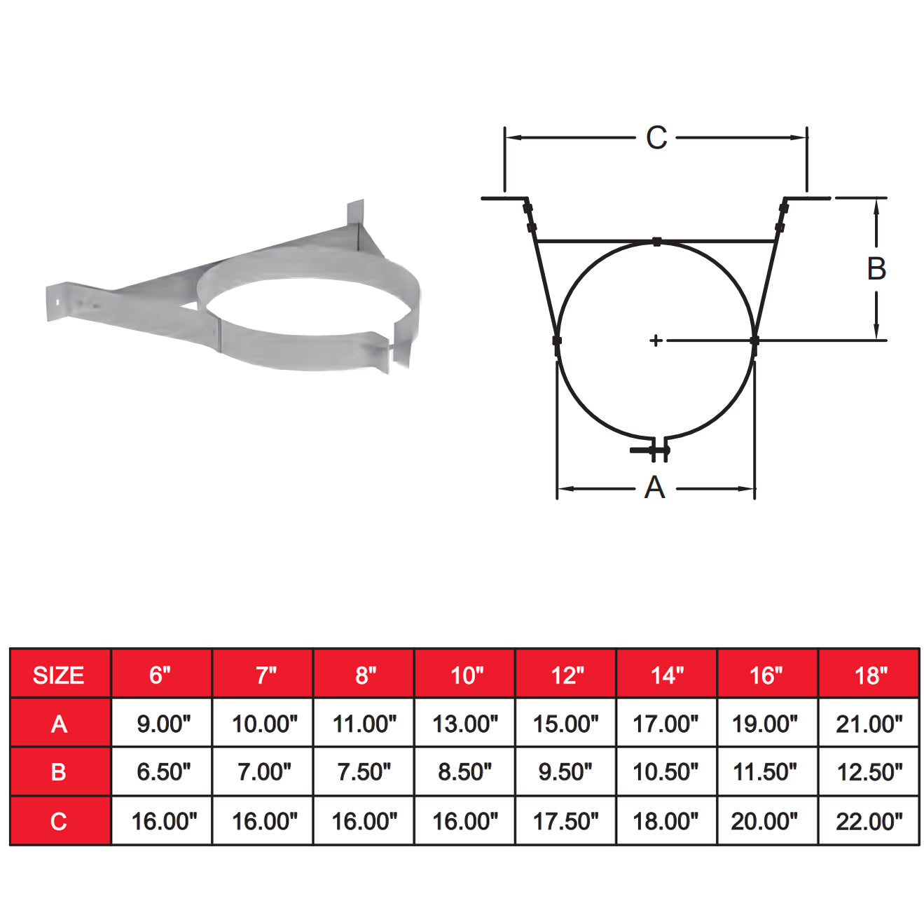 6TGWB - 6" Chimney Pipe Wall Band