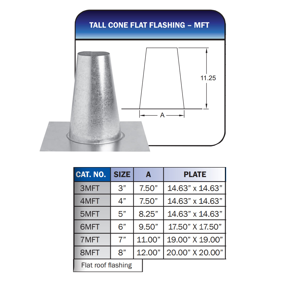 3MFT - Type B Gas Vent Flat Roof Flashing - 3"