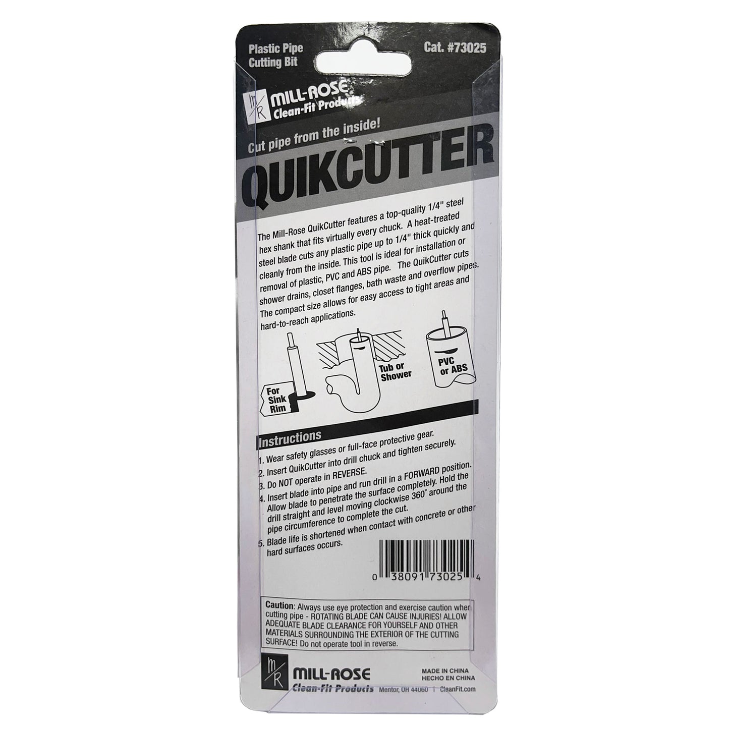 73025 - Quickcutter Plastic Pipe Cutting Bit - 1/4" Shank