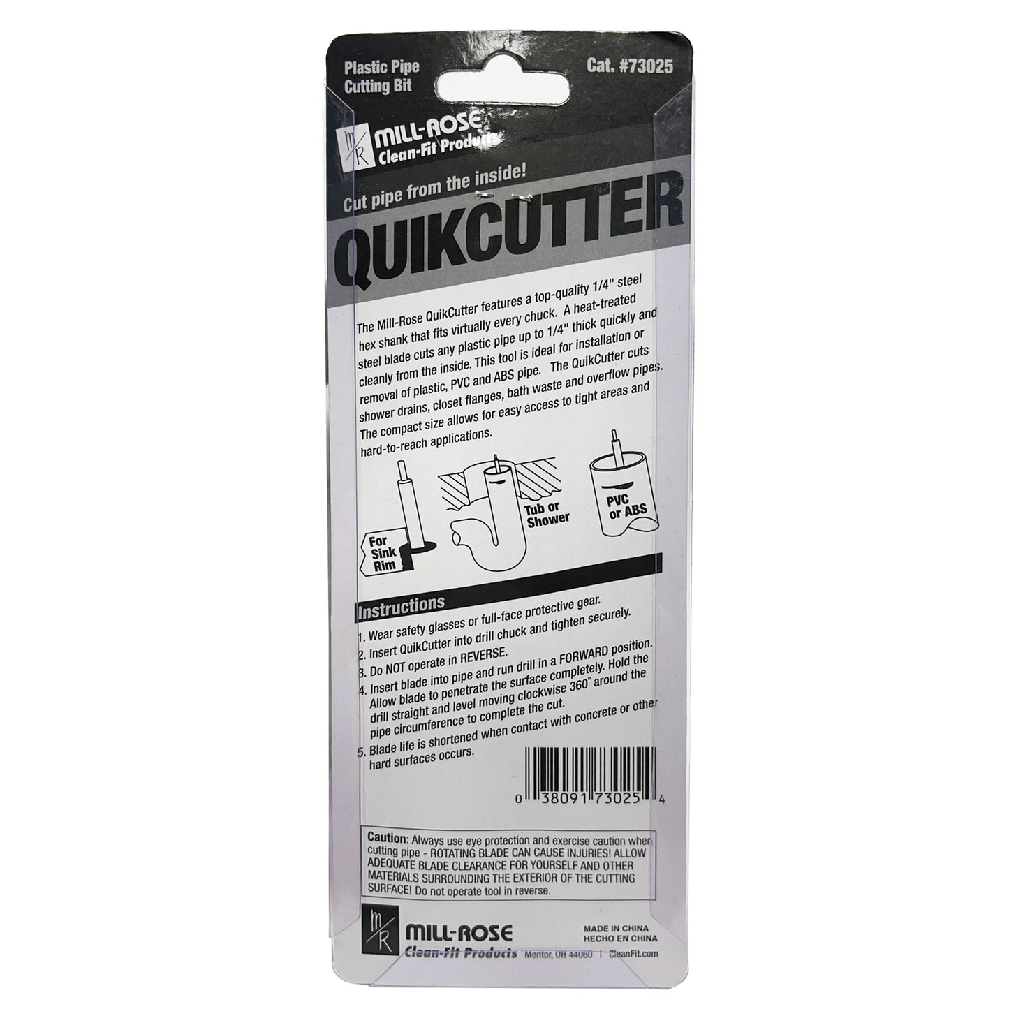 73025 - Quickcutter Plastic Pipe Cutting Bit - 1/4" Shank