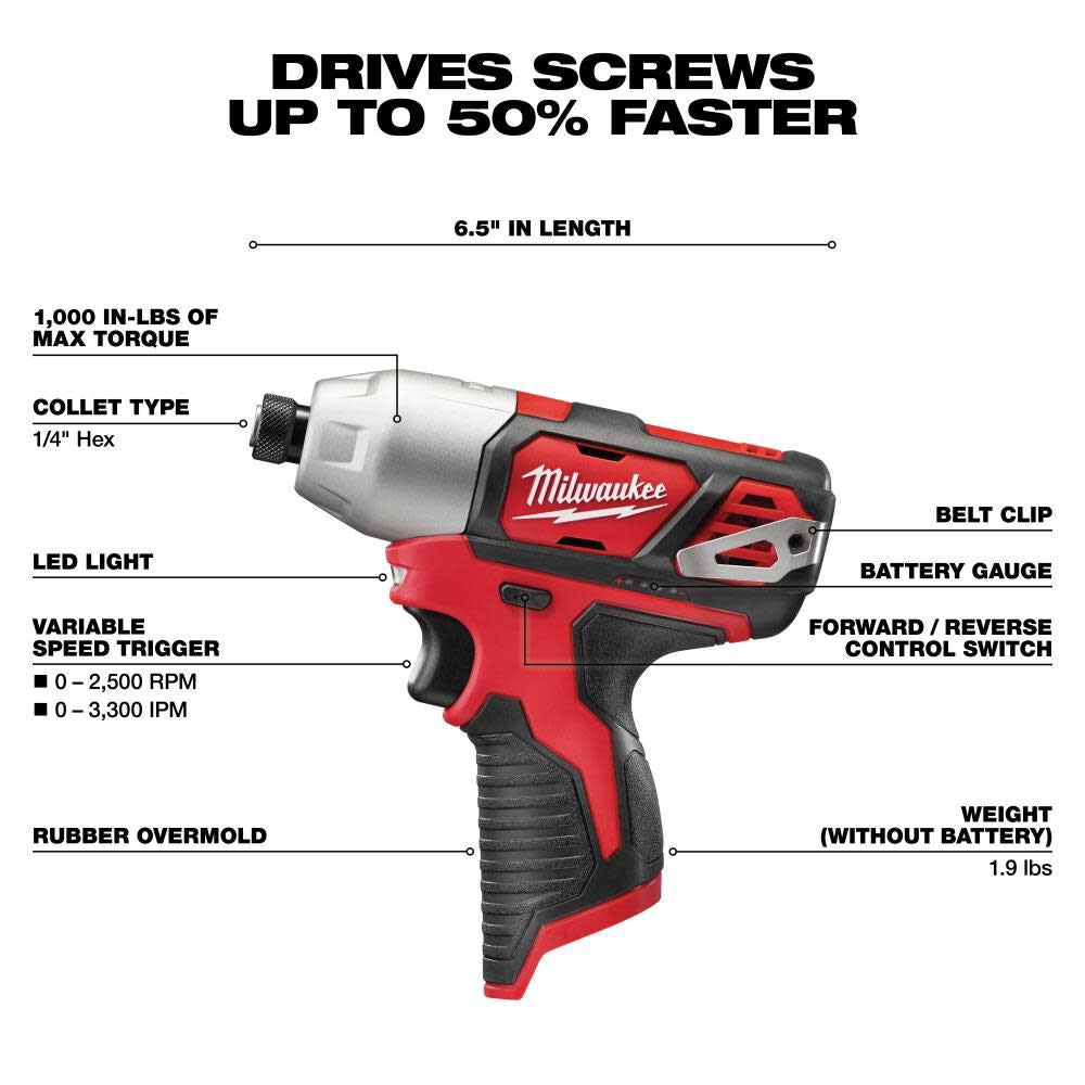 2494-22 - M12 Cordless Drill/Driver + Impact Driver Combo Kit