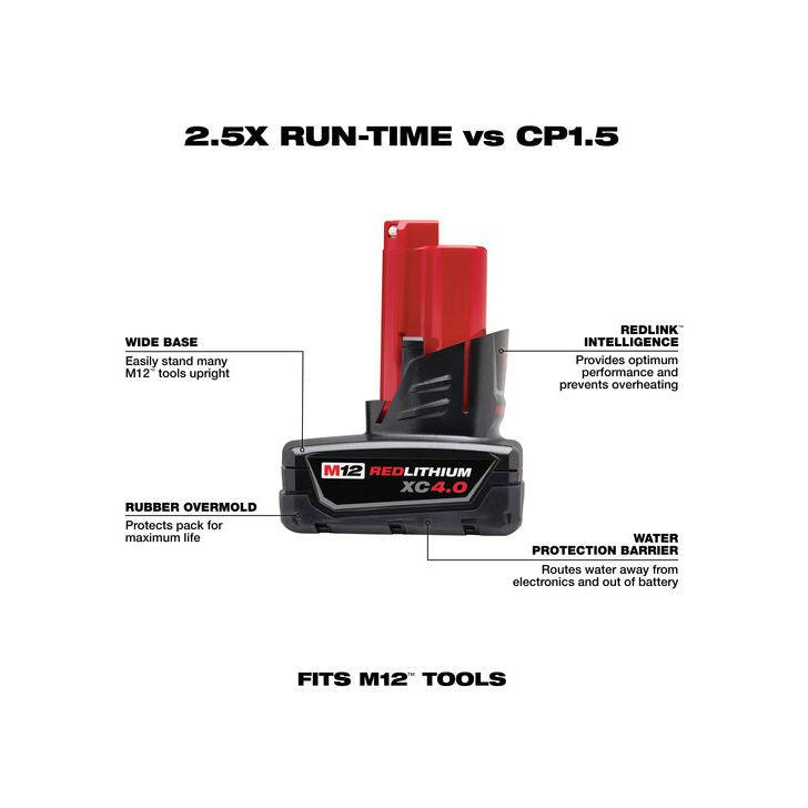 48-11-2440 - M12 REDLITHIUM XC 4.0 Extended Capacity Battery Pack