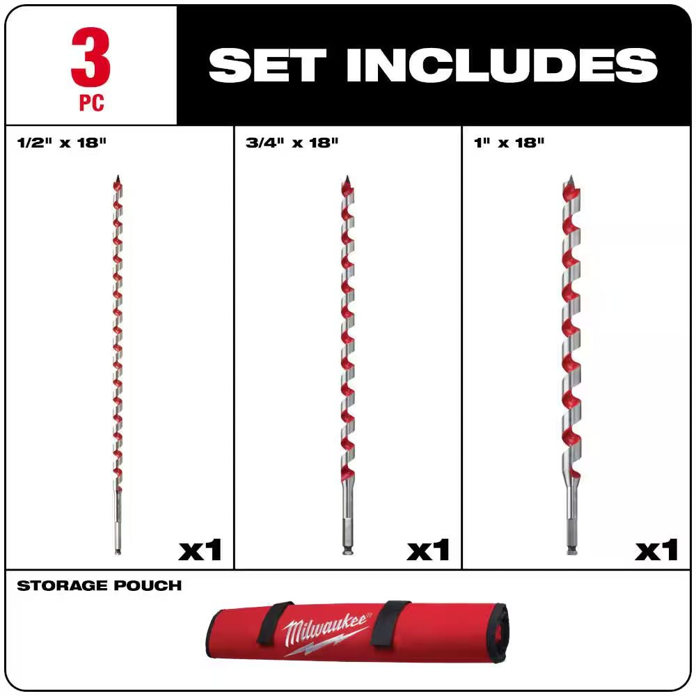 48-13-3000 - Ship Auger Bit 18" Set - 3 Pc